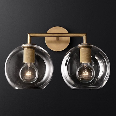 Бра Utilitaire Globe Shade Double Sconce Brass