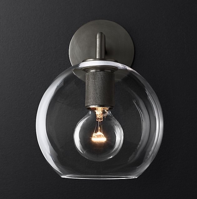 Бра Utilitaire Globe Shade Single Sconce Black