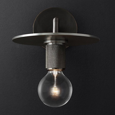 Бра Utilitaire Knurled Disk Shade Sconce Black