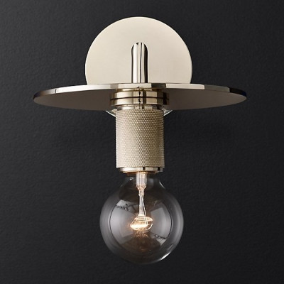 Бра Utilitaire Knurled Disk Shade Sconce Silver