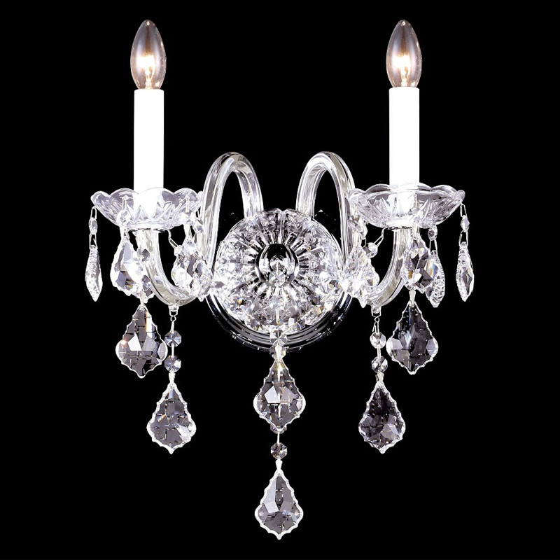 Бра в классическом стиле с 2-мя лампами и хрустальными подвесками Crystal lamps