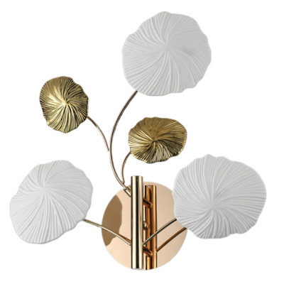 Бра в стиле неоклассика с белыми и золотыми лепестками Textured Ceramic Sconce