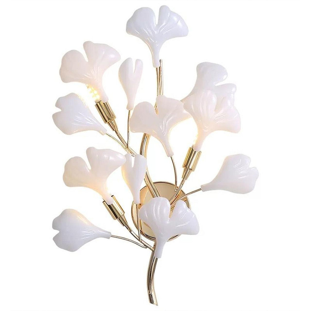 Бра в форме ветки с белыми листьями Wintery flovers
