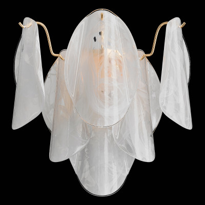 Бра из полупрозрачных овальных лепестков из стекла с металлическим основанием золотого цвета Nazaire Glass Lighting