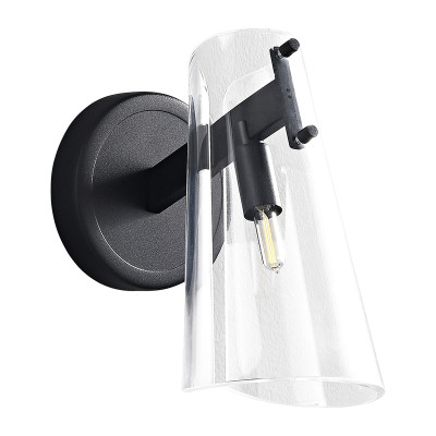 Бра конусообразной формы из прозрачного акрила и черной стали Glass Cylinder Black