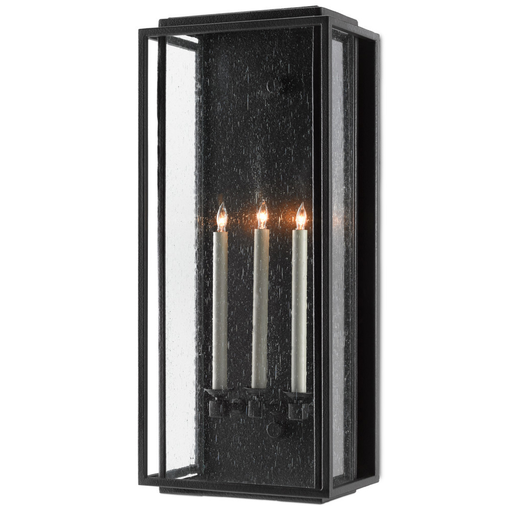 Бра настенное с черным каркасом и текстурным стеклом Street Lighting