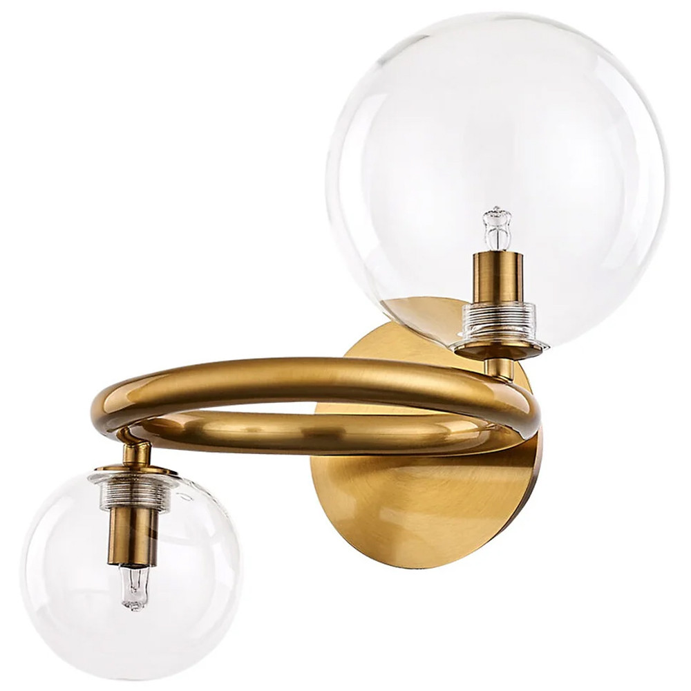 Бра с 2-мя стеклянными сферическими  плафонами Arco Wall Lamp