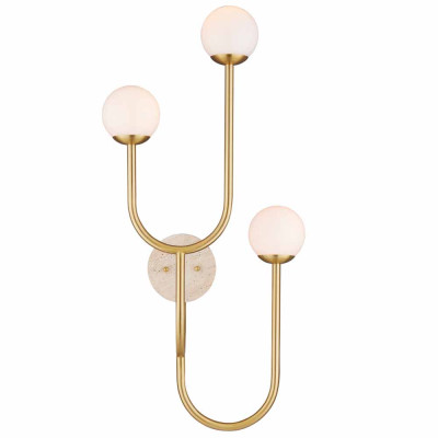 Бра с 3-мя белыми стеклянными плафонами в форме шаров Gooseneck Pelle Chandelier