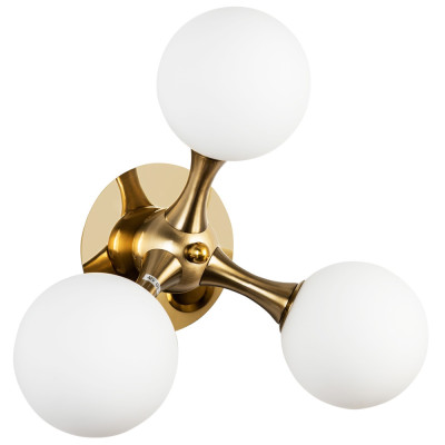 Бра с 3-мя плафонами из стеклянных шаров Pearls Suspension Brass Wall Lamp
