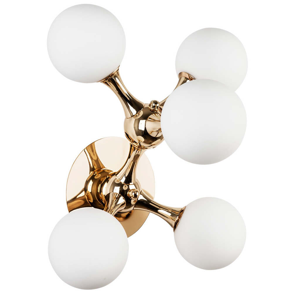 Бра с 5-ю плафонами из стеклянных шаров Pearls Suspension Gold Wall Lamp