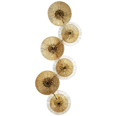 Бра с 6-ю плафонами в форме диска из рельефного коричневого стекла Decorative Six Glass Discs Wall Lamp