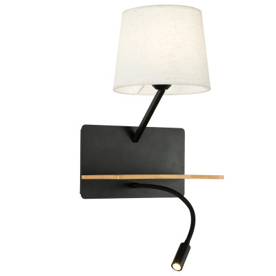 Бра с абажуром и гибким спотом Trumpet Wall Black USB