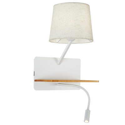 Бра с абажуром и гибким спотом Trumpet Wall White USB