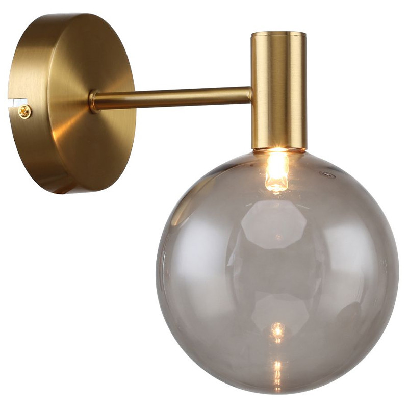 Бра с выдувным плафоном коньячного цвета Carmella Globe Brass
