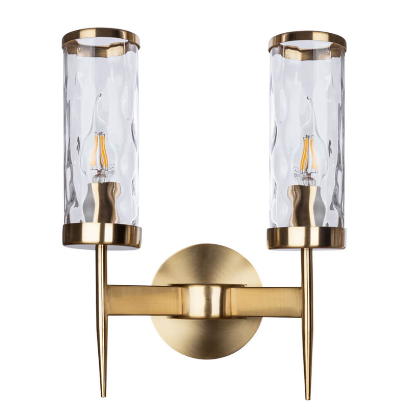 Бра с двумя плафонами Brass Wheel в Американском стиле