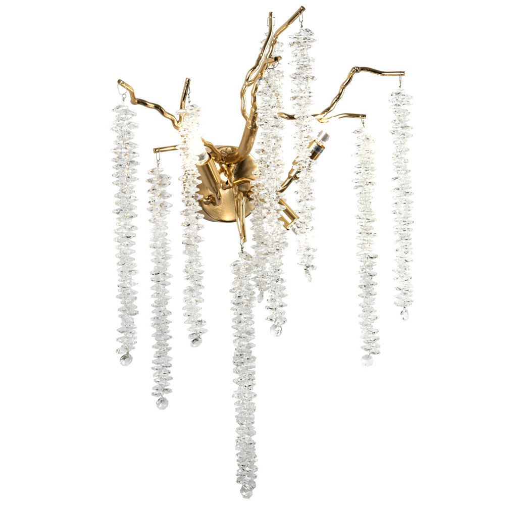 Бра с декором в виде ветвей с хрустальными подвесками Fairytree Gold Crystal Wall Lamp