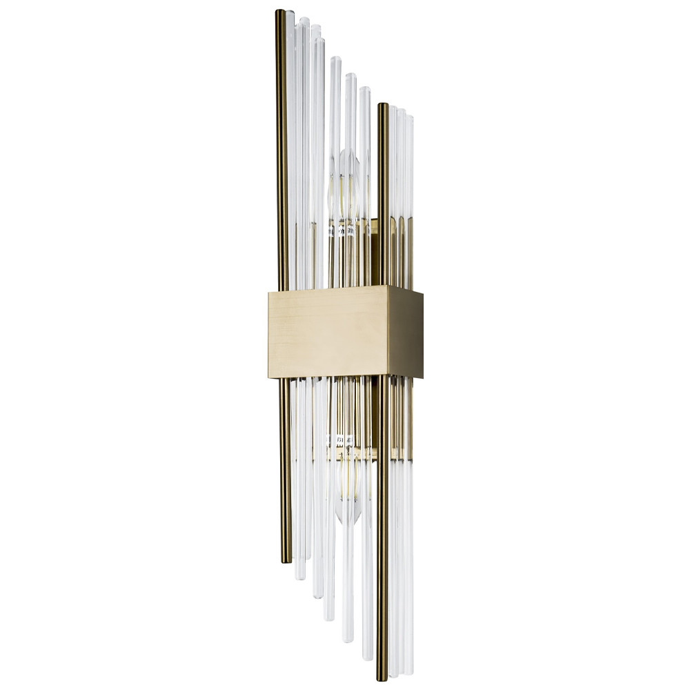 Бра с декором в виде хрустальных трубочек Nembus Brass Glass Wall Lamp