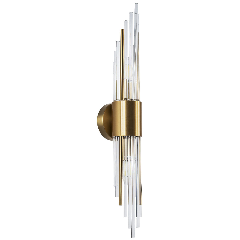 Бра с декором в виде хрустальных трубочек Nembus Brass Round Glass Wall Lamp