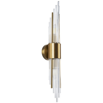 Бра с декором в виде хрустальных трубочек Nembus Brass Round Glass Wall Lamp