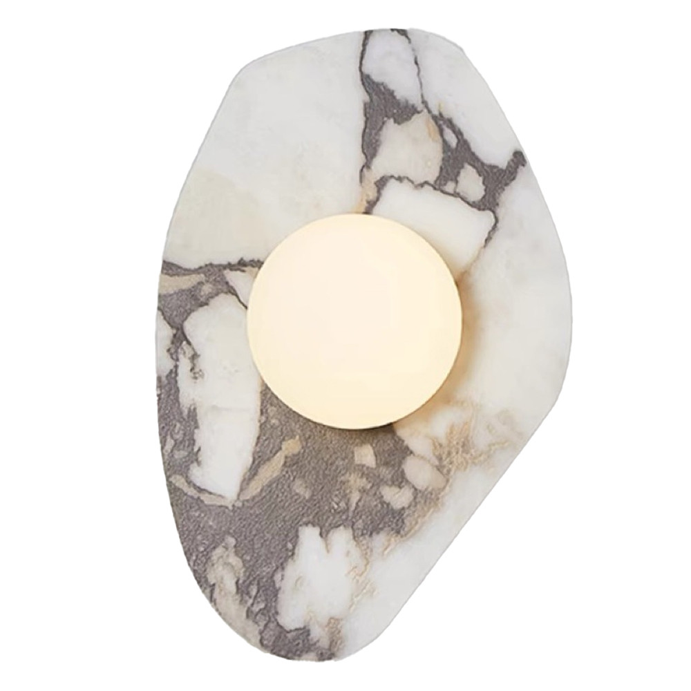 Бра с каменным основанием и плафоном из стекла в форме шара Shaw Marble Lighting