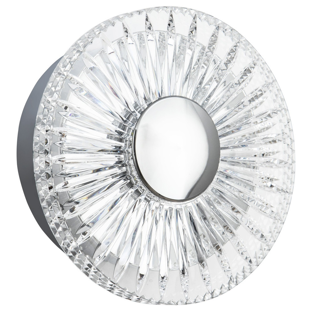 Бра с круглым рельефным плафоном Glass Peonies Chrome Wall Lamp