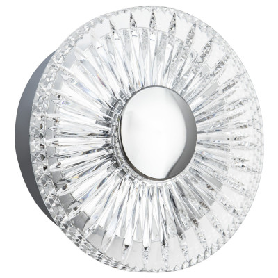Бра с круглым рельефным плафоном Glass Peonies Chrome Wall Lamp