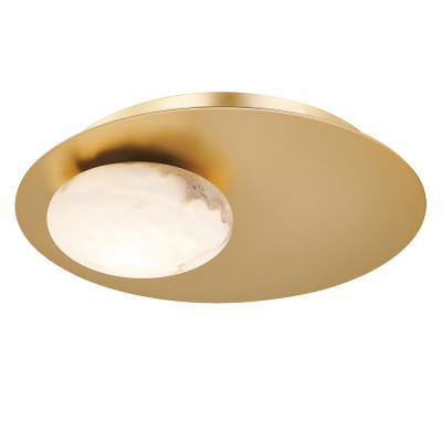 Бра с овальным основанием золотого цвета и плафоном из алебастра Shaw Lighting