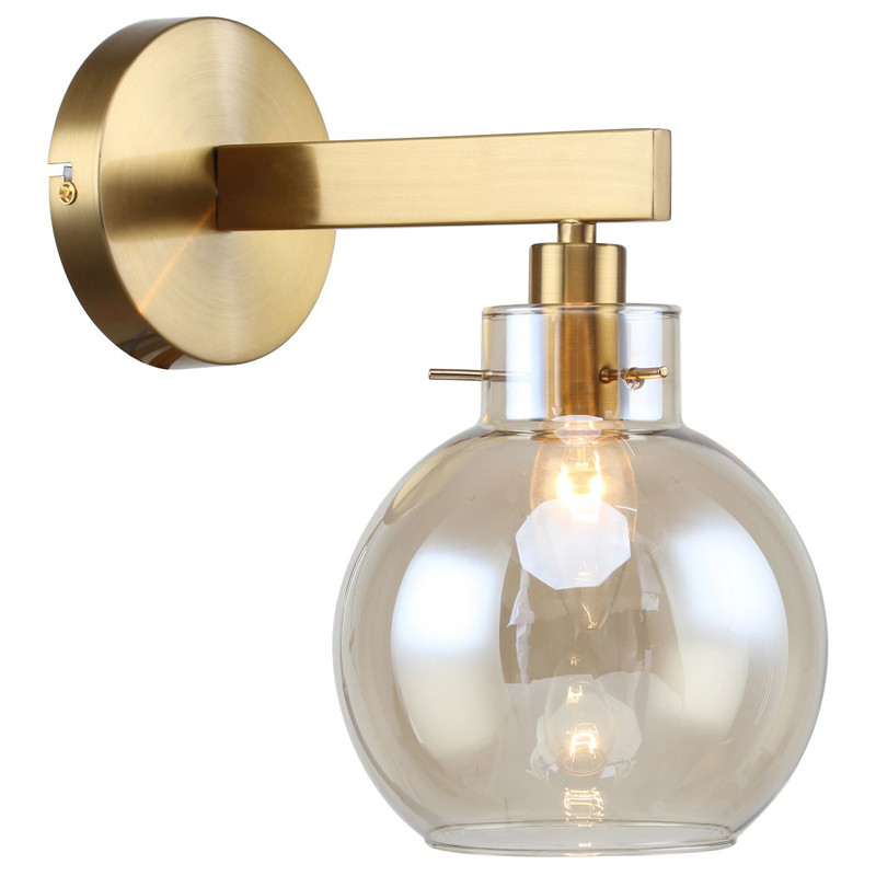 Бра с плафоном коньячного цвета Carmella Globe Brass