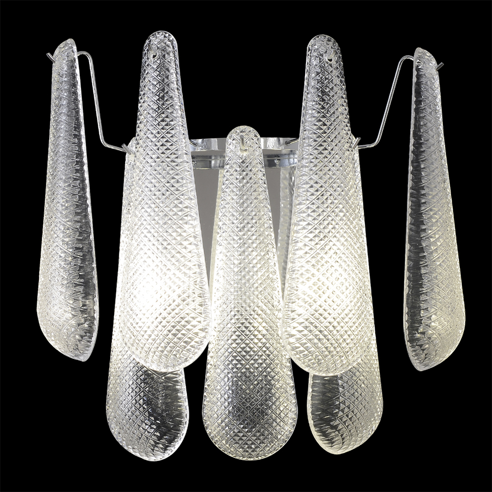 Бра с подвесками из рифленного стекла в форме капель на основании цвета хром Textured Glass
