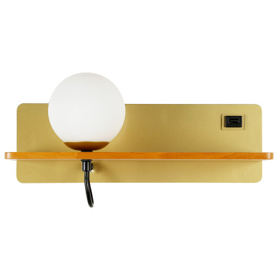 Бра с полкой Gold GAVIN WOOD USB