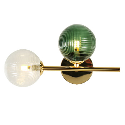 Бра с рифлёными шарообразными плафонами прозрачного и зелёного цвета Bolle Multi Color hanging lamp