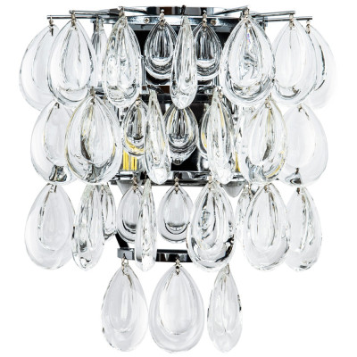 Бра с хрустальными подвесками в виде капель Antoine Crystal Drops Chrome Wall Lamp
