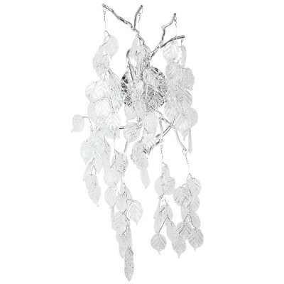 Бра с хрустальными подвесками в виде листьев Fairytree Leaves Silver Wall Lamp
