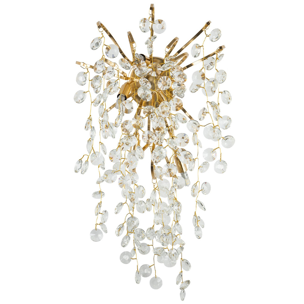 Бра с хрустальными подвесками на металлических ветках Fairytree Light Gold Wall Lamp
