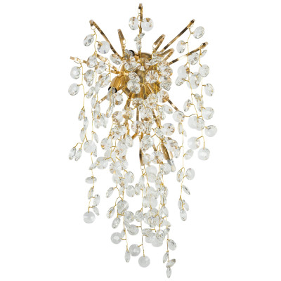 Бра с хрустальными подвесками на металлических ветках Fairytree Light Gold Wall Lamp