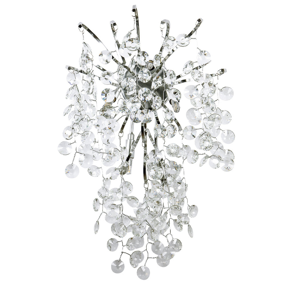 Бра с хрустальными подвесками на металлических ветках Fairytree Light Silver Wall Lamp