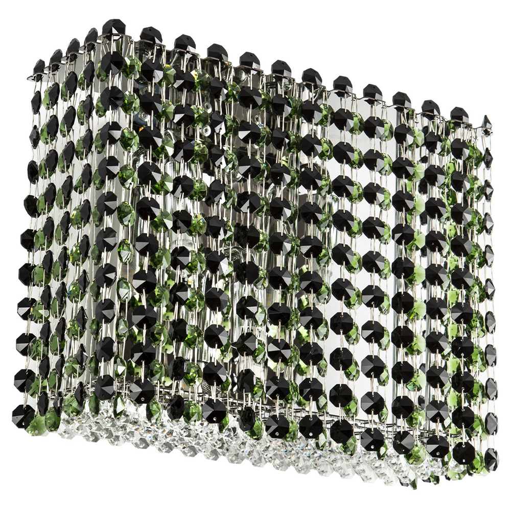 Бра с хрустальными подвесками хром Crystal Art Chrome Green Rectangular Wall Lamp