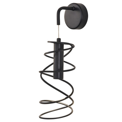 Бра светодиодное из металла со спиральным декоративным элементом черное Metal Spiral