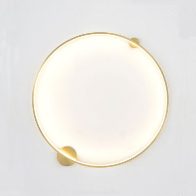Бра светодиодное круглой формы с рамкой цвета латунь Ring Horizontal