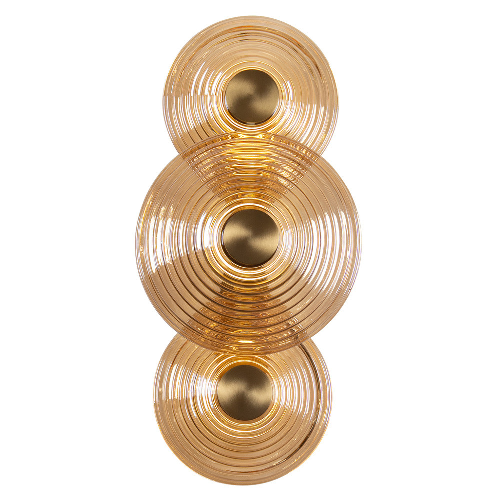 Бра со стеклянными плафонами янтарного цвета в форме дисков Savio Glass Disc