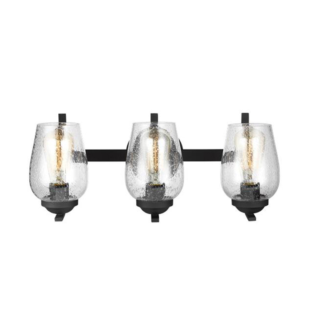 Бра черного цвета с 3-мя плафонами из прозрачного стекла с пузырьками Generation Lighting