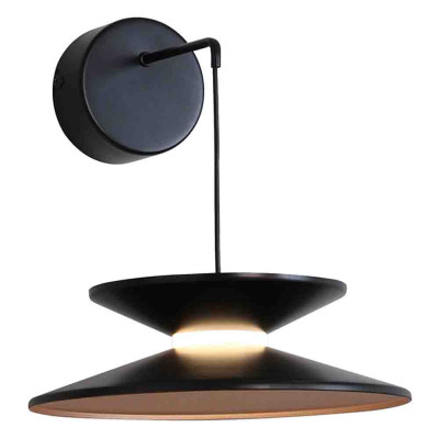 Бра черного цвета с двойным абажуром в форме конусов Obsidian Touch