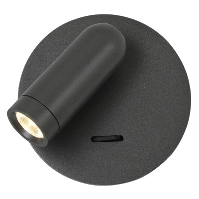 Бра черного цвета с круглым металлическим основанием и цилиндрическим спотом Chelsom Limited