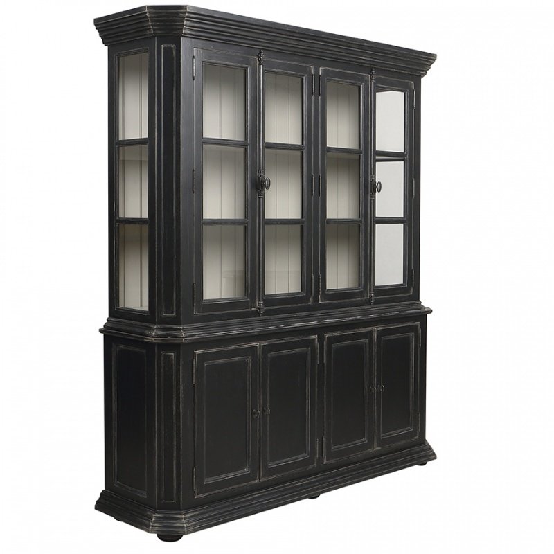 Буфет BUFFET VAISSELIER NOIR 4 PORTES VITREES BRUGES A391