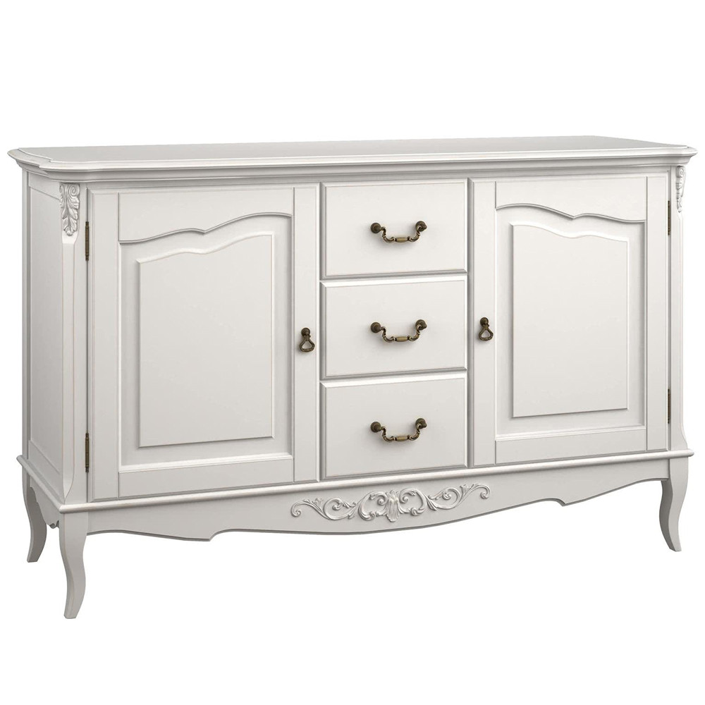 Буфет белый из массива бука с 3-мя ящиками и 2-мя дверцами White Provence