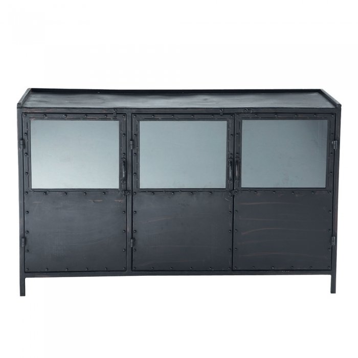 Буфет в стиле Лофт черный Industrial Vitre Big Buffet