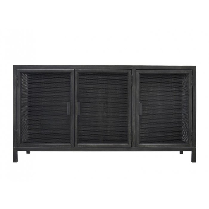 Буфет с 3-мя дверцами из металлической сетки Industrial Loft Dark Metal 3 Door Beto Cabinet