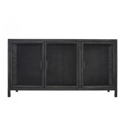 Буфет с 3-мя дверцами из металлической сетки Industrial Loft Dark Metal 3 Door Beto Cabinet