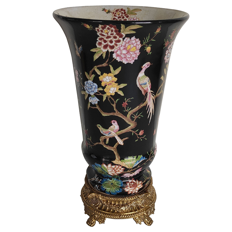 Ваза Black Vase Flowers Birds