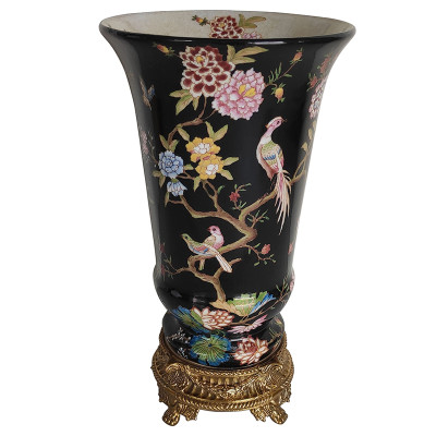 Ваза Black Vase Flowers Birds